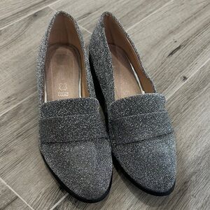 Elegant Silver Sparkling Loafers for Women